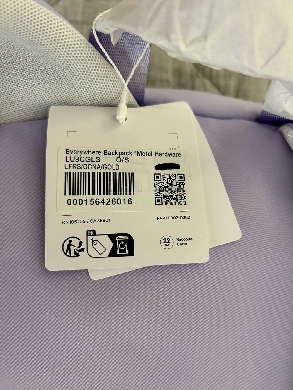 NWT lululemon Everywhere Backpack 22L Metal Hardware Lavender Frost Gold - Picture 5 of 14